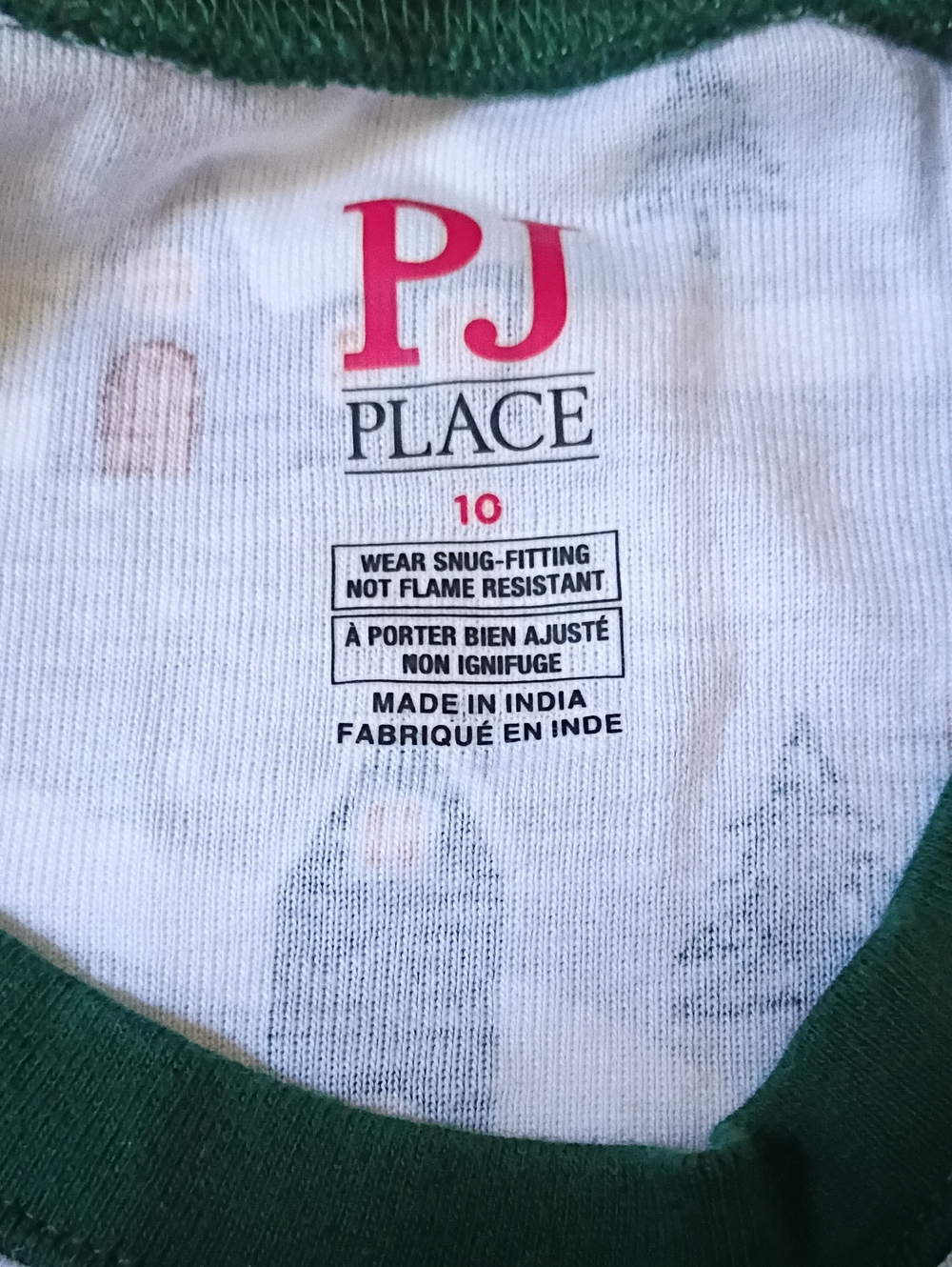 Place Kids Holiday Winter Pajama Top with Green Trim - Picture 3 of 5
